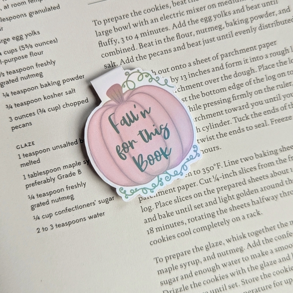 Pumpkin Fall Magnetic Bookmarks Readers Book lovers Autumn Pink Books Set Of 4